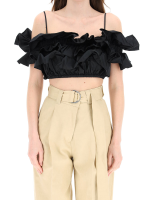 Msgm Taffeta Ruffled Crop Top