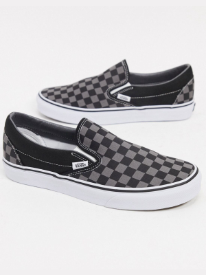 Vans Classic Slip-on Sneakers In Black/gray Checkerboard