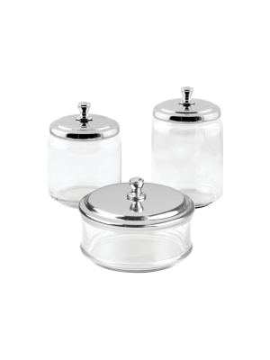 Mdesign Glass Bathroom Vanity Storage Canister Jar, Set Of 3