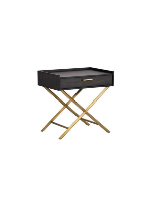 Tanana End Table - Burnished Brass - Smoked Grey/brown