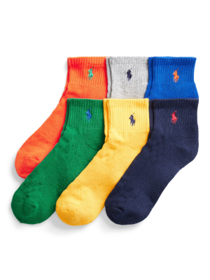Colorful Quarter-crew Sock 6-pack