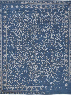 Feizy Bella High & Low Floral Wool Rug - Vallarta Blue & Silver Gray - Available In 6 Sizes