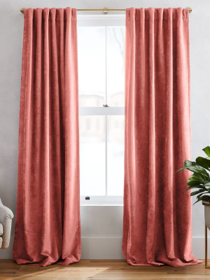 Worn Velvet Curtain - Pink Grapefruit