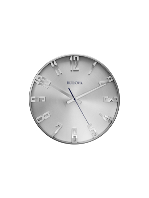 Bulvoa Clocks C4846 Director 16 Inch Slim Metal Analog Wall Clock, Satin Pewter