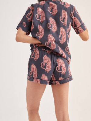 Short Pyjama Set Sansindo Tiger Print Navy/pink