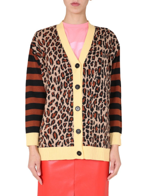 Msgm Leopard Print Cardigan