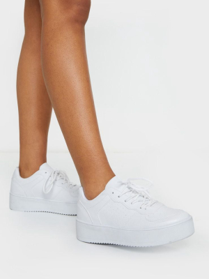 White Platform Sole Chunky Lace Sneakers