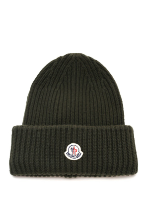 Moncler Logo Patched Ribbed Beanie