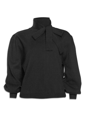 Petite Amalie Tie Neck Sweater - Black