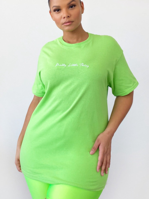 Prettylittlething Plus Lime Slogan Printed T Shirt