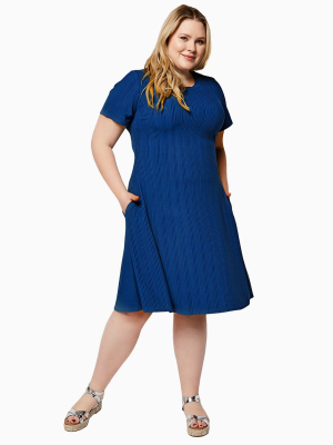 Maci Dress In Rib Knit Blue (curve)