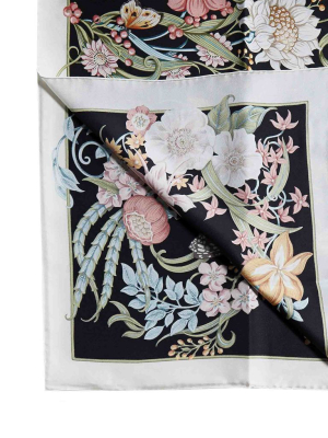 Salvatore Ferragamo Flowers And Letters Silk Print Foulard