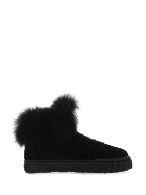 Miu Miu Shearling Lace-up Sneakers