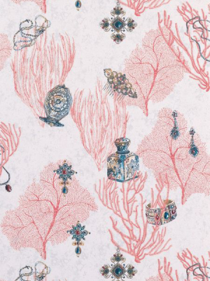 Coralino Wallpaper In Red And Beige From The Deya Collection By Matthew Williamson