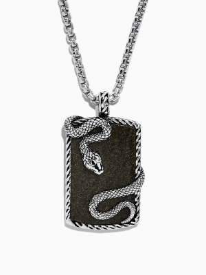 Effy Men's Sterling Silver Obsidian Snake Pendant, 13.00 Tw