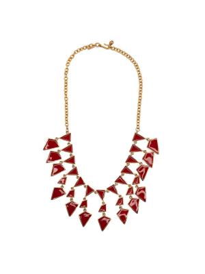 Red Enamel Geo Drops Necklace