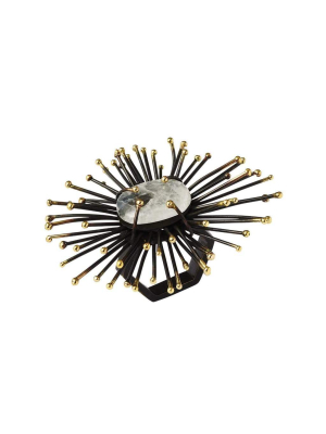 Kim Seybert Flare Napkin Ring In Gold & Black - Set Of 4