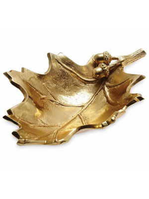 Julia Knight Oak Leaf 13" Bowl In Gold