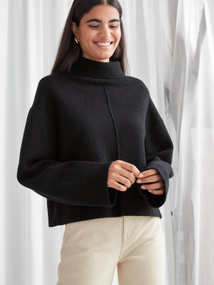 Cropped Turtleneck Knit Jumper