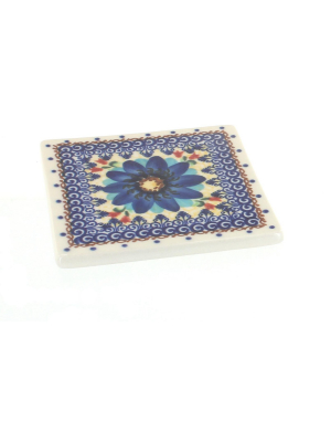 Blue Rose Polish Pottery Autumn Burst Tile