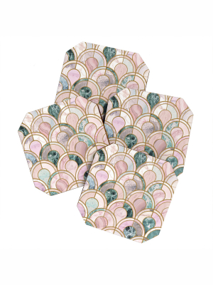 Emanuela Carratoni Rose Gold Marble Inlays Coaster Set - Deny Designs