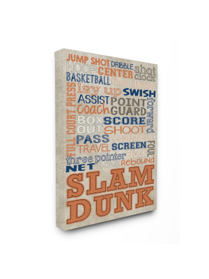 Orange And Navy Basketball Typog Oversized Stretched Canvas Wall Art (30"x40"x1.5") - Stupell Industries