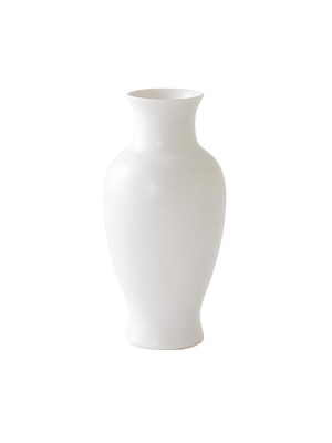 Medium Glossed Floral Vase In White