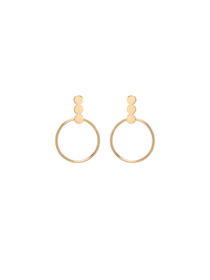 14k 3 Disc And Circle Post Earrings