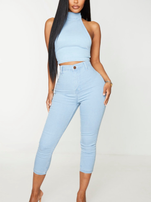 Shape Light Blue Wash High Waist Cropped Jeans