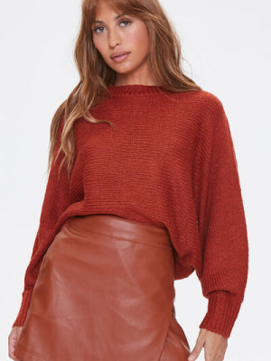 Ribbed Batwing-sleeve Sweater