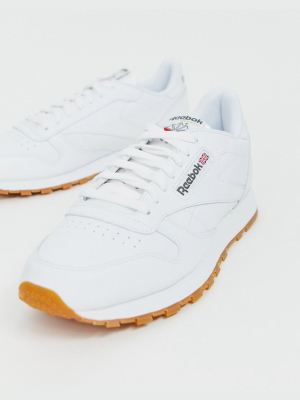Reebok Classic Leather Sneakers In White 49799