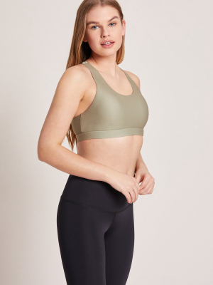 Crossed Medium Support Sports Bra - Sage