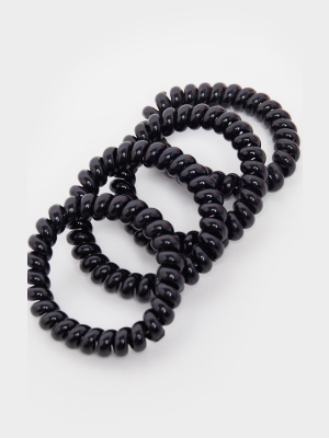 Black Spiral Hair Bobbles 4 Pack