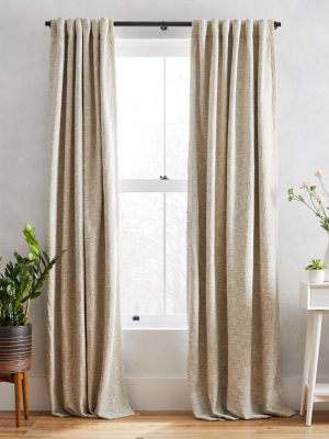 Cotton Textured Weave Curtain & Blackout Lining - Ivory