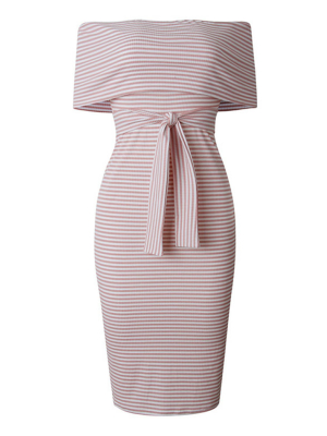 'hafsah' Striped Off The Shoulder Midi Dress (4 Colors)