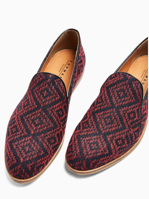 Burgundy Woven Hutton Loafers