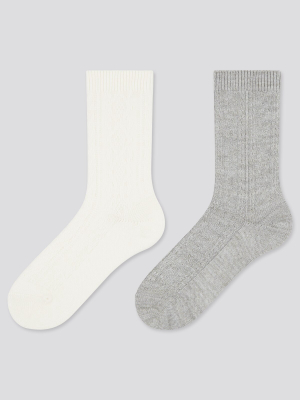 Women Heattech Cable Knit Socks (2 Pairs) (online Exclusive)