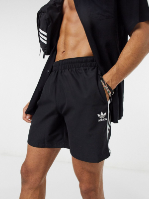 Adidas Originals 3 Stripe Swim Shorts In Black