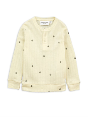 Mini Rodini Peace Pointelle Grandpa Wool Shirt