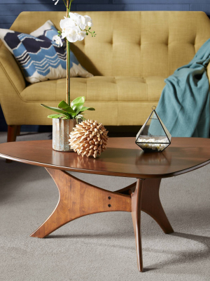 Blaze Triangle Wood Coffee Table Pecan