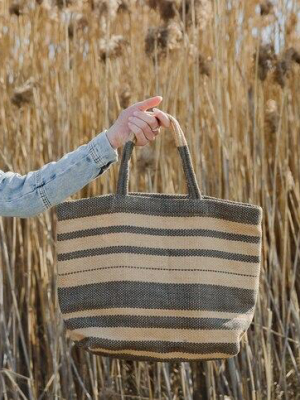 Sonoma Jute Shopper - Gray Stripe