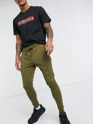 Asos Design Lightweight Super Skinny Sweatpants In Olive Green