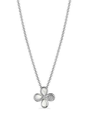 Jardin Flower Pendant Necklace With Mother Of Pearl And Diamonds