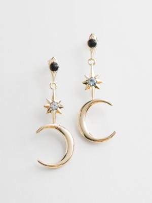 Crescent Moon Dangling Earrings