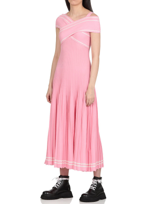 Msgm Ribbed Knit Midi Dress