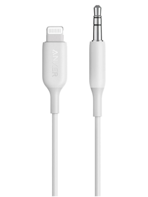 Anker 3' Powerline Lightning To 3.5mm Audio Aux Adapter - White