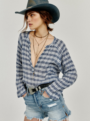 Plaid V-neck Top