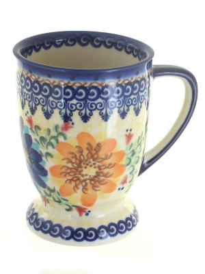 Blue Rose Polish Pottery Autumn Burst Pedestal Coffee Mug