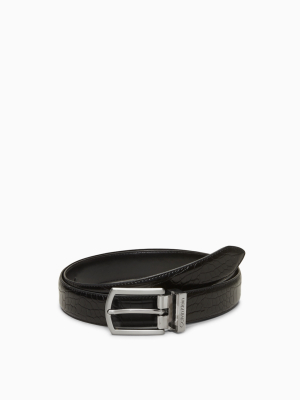 Embossed Croc Leather Belt