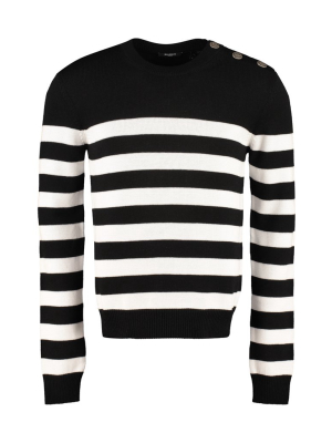 Balmain Striped Button Detail Sweater